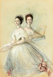 Retrato de Czarina Maria Feodorovna e sua irmã Alexandra, princesa de Gales, 1868