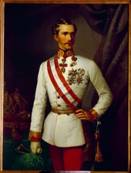 Retrato de François Joseph da Áustria com 28 anos de idade em uniforme cerimonial (1830-1916). Pintura de François Xaver Winterhalter (1806-1873)