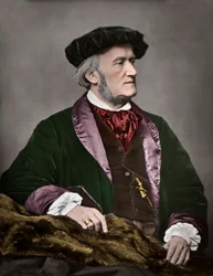 Retrato de Richard Wagner (1813-1883), compositor alemão. 1871. Coloração digital.
