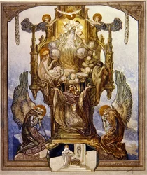 Ilustração de Dantes Divine Comedy, Paradise, Canto VIII, 1921 (wc no papel)