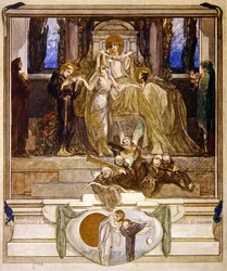 Ilustração de Dantes Divine Comedy, Paradise, Canto XI, 1921 (wc no papel)