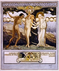 Ilustração de Dantes Divine Comedy, Paradise, Canto XXXII, 1921 (wc no papel)
