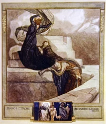 Ilustração de Dantes Divine Comedy, Purgatory, Canto XIII: 115, 1921 (wc no papel)