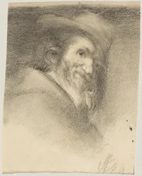 Esboço segundo Vásquez; cabeça de Menipo; original: Madrid, Prado