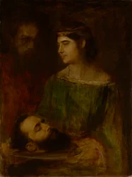 Filha de Herodias com a cabeça de João; figura de meio corpo em pé