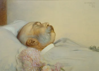 O Imperador Francisco José I no seu leito de morte
