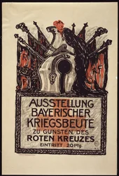 Exposição da guerra da Baviera estraga-se para beneficiar a Cruz Vermelha, 1915