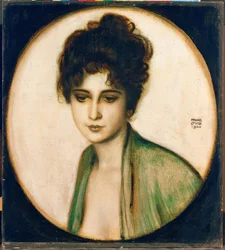 Franz von Stuck, Retrato da Sra. Feez - Pintura, 1900
