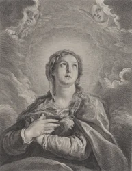 A Virgem, com as mãos cruzadas sobre o peito, olhando para cima, 1729-40.