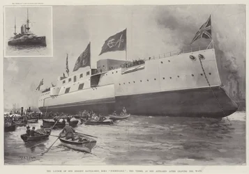 O Lançamento do Nosso Maior Navio de Batalha, HMS Formidable, o Navio como apareceu depois de deixar os Caminhos