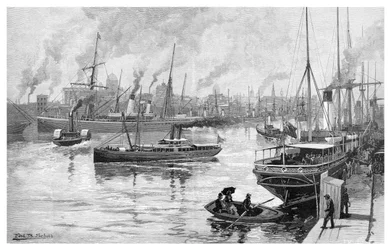 Melbourne de Yarra, Victoria, Austrália, 1886.