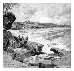 Praia do oceano, Sydney, Nova Gales do Sul, Austrália, 1886.