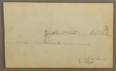 Desenho, Um Forte; Verso: Esboços Botânicos, Casa, 1857