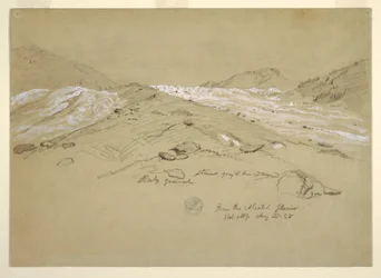 Desenho, glaciar de Aletsch, Alpes Berneses, Suíça, 28 de agosto de 1868