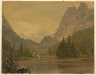 Desenho, Lago Alpino, Baviera ou Suíça, 1868