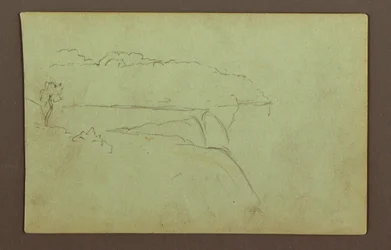 Desenho, Cataratas americanas sob um céu nublado, rio Niagara, possivelmente 1856