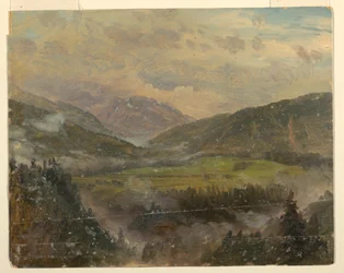 Desenho, Paisagem de Apline (Baviera ou Suíça), 1868