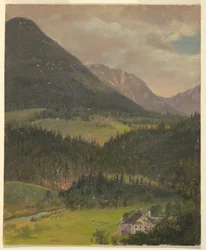 Desenho, paisagem dos Alpes bávaros, 1868