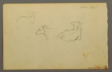 Desenho, Rapaz apoiado num saco, chapéu, 1844