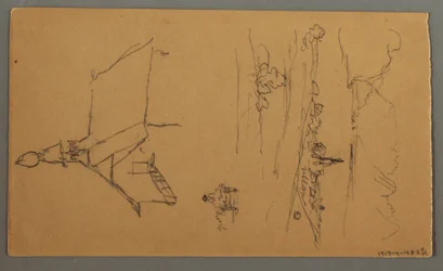 Desenho, Vale largo, barracão, St. Gilgen, Áustria, possivelmente 1868