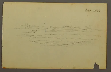 Desenho, Ampla paisagem ondulante com nuvens, 1844