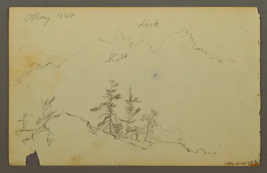 Desenho, Ampla paisagem ondulante com nuvens, 1844