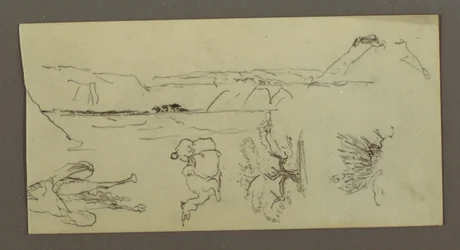 Desenho, Estúdios de camelos, arbustos e vale, possivelmente 1868