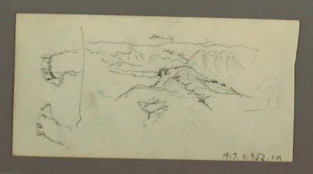 Desenho, Estúdios de camelos, arbustos e vale, possivelmente 1868