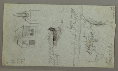 Desenho, Cascata, provavelmente Konigssee, Baviera, 1868