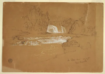 Desenho, Cascatas do rio Ausable, perto de Keesevill, Nova Iorque, 13 de agosto de 1856