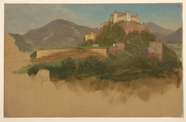 Desenho, Castelo de Salzburgo, Áustria, 1868