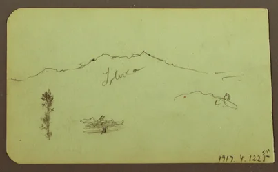 Desenho, Igreja; Verso: Paisagem de montanha, "Taluca", 1883