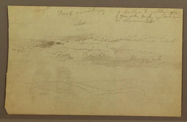 Desenho, Estudo de nuvens sobre colinas, década de 1860