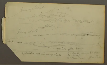 Desenho, Estudo de nuvens sobre colinas, possivelmente 1857-58