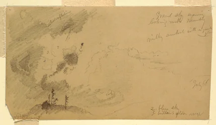 Desenho, Céu noturno nublado sobre uma cadeia de montanhas, julho de 1866