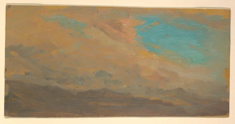 Desenho, Céu nublado sobre montanhas; Verso: Elevação de um monumento, julho de 1865