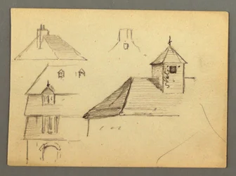 Desenho, Canto da Mansão, Telhados, possivelmente 1868