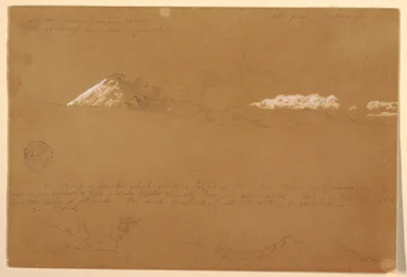 Desenho, Cotapaxi, manhã, do Templo do Sol, Quito, Equador, 24 de junho de 1857