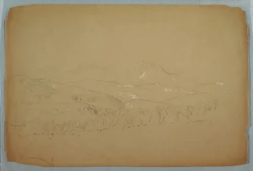 Desenho, Vista distante de Katahdin mostrada do Oeste, ca. 1856