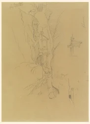 Desenho, El Khasneh do Sik, Petra, finais de fevereiro de 1868