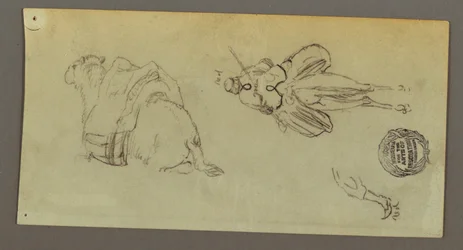 Desenho, Figura montada num camelo, camelo sentado, possivelmente 1868