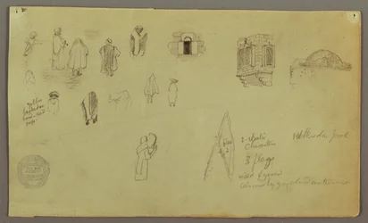 Desenho, Estudos de figuras, Bandeira de janelas, possivelmente 1868