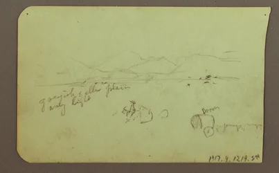 Desenho, Figuras, Verso: Figura, Paisagem, 1883