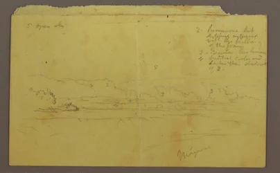 Desenho, Goat Island e Canadian Falls, possivelmente 1856