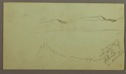 Desenho, Cordilheira através de uma planície, possivelmente 1868