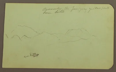 Desenho, Colinas, Gado; Verso: Paisagem, 1883