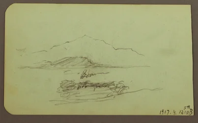 Desenho, Colinas, Gado; Verso: Paisagem, 1883