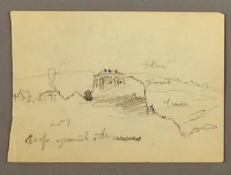 Desenho, Casas no cimo da colina, possivelmente 1868-69