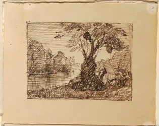 Desenho, Paisagem fluvial imaginária, ca. 1870-73