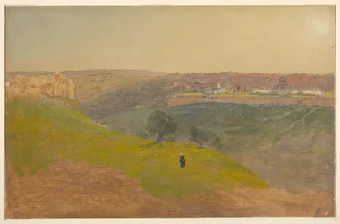 Desenho, Jerusalém vista do Monte das Oliveiras, março de 1868
